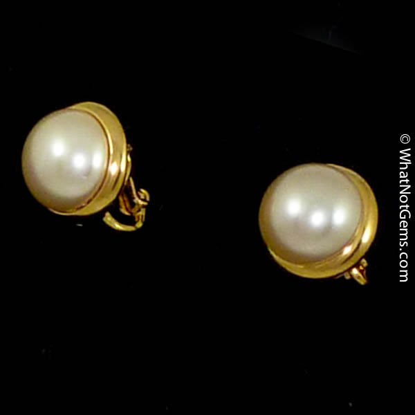 Majorica's Mikimi 12mm Mabé Pearl Gold Clip Earrings