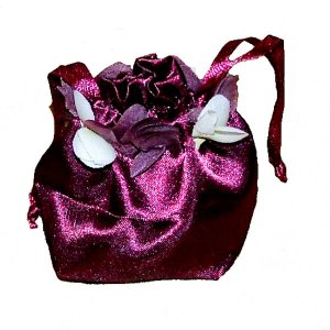 Flower Petal Topped Satin Bag - Burgundy