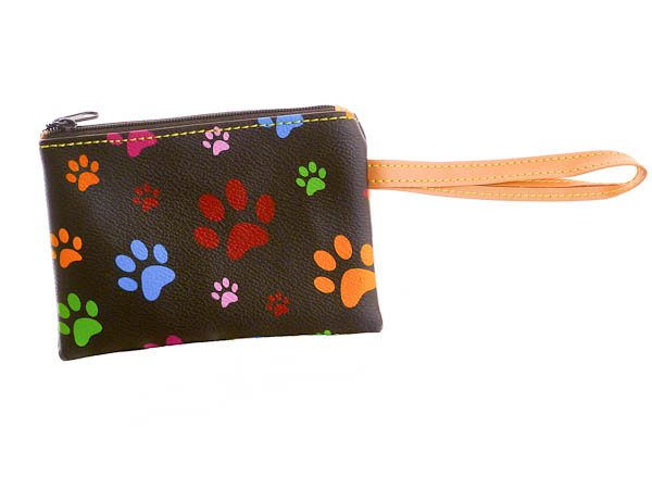 Brown Blossom Collection Paw Print Wristlet