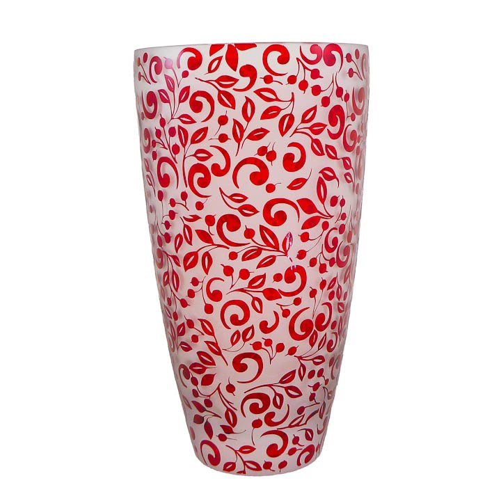 Lenox Floral Scroll Red Crystal Vase