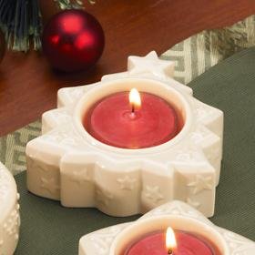 Lenox Yuletide Glowlites Ivory Christmas Tree, Red Tea Light Candle