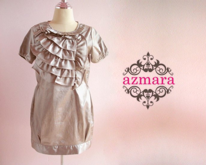 Elegant Bronze Dress Ruffles Bust