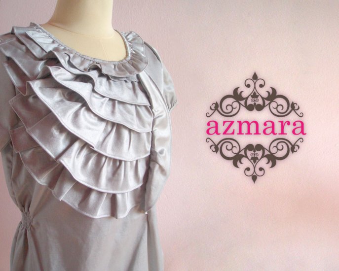 Elegant Silver Dress Ruffles Bust