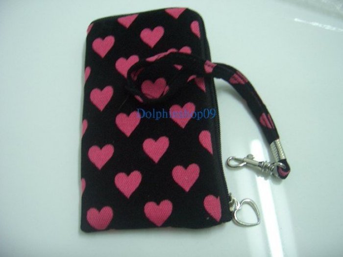 Black Peach Heart Shape Cell Phone w/ Strap