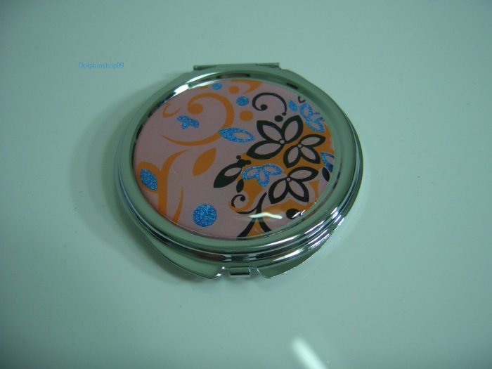 Round Pink Flower Make Up Cosmetic Mirror Case