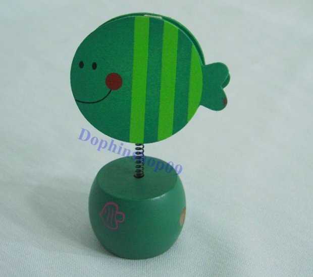 Wooden Green Fish Name Card Memo Clip Pencil Sharpener 2 in 1