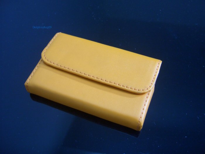 Orange Leather Slide Business Name Card Holder