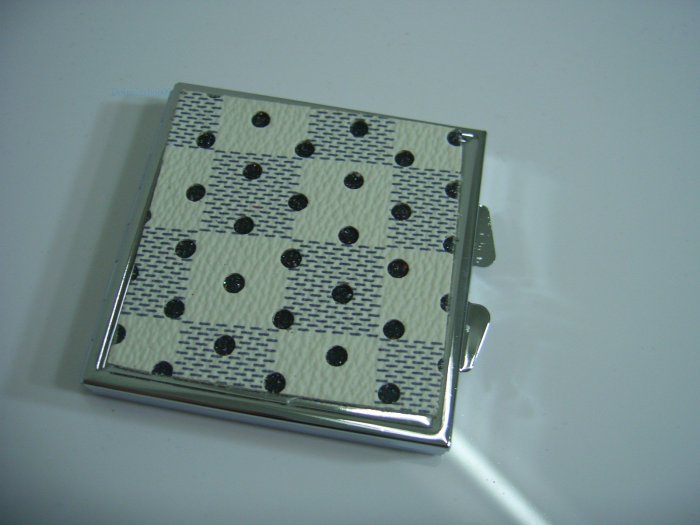 Square Shining White Dot Make Up Cosmetic Mirror Case