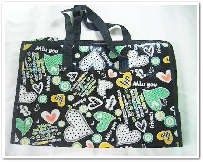 Black Colorful Heart Travel Luggage Shopping Eco Tote Bag