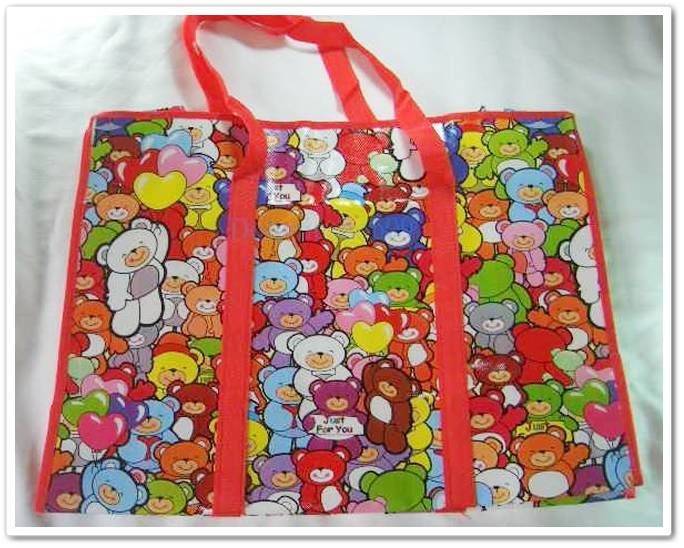 Red Bear Luggage Nylon Travel Eco Shopping Tote Bag