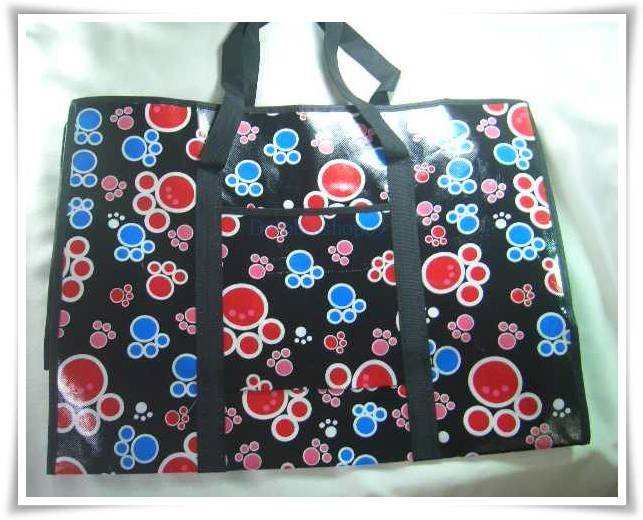 Black Footprint Nylon Travel Luggage Eco Shopping Tote Bag