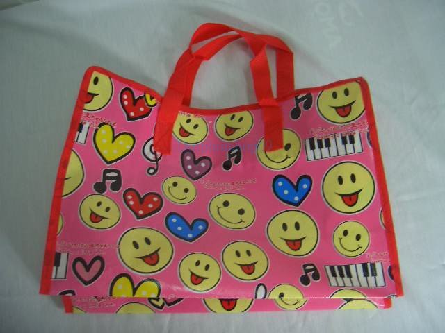 Pink Smile Face Nylon Travel Luggage Tote Shopping Eco Bag