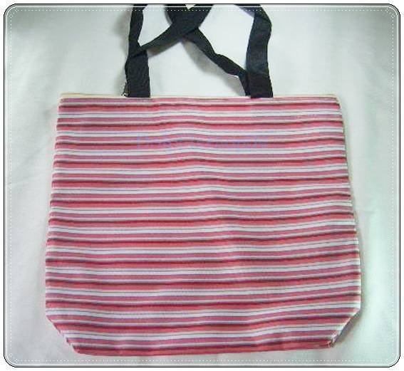 Red Strip Tote Canvas Shopping Tote Bag