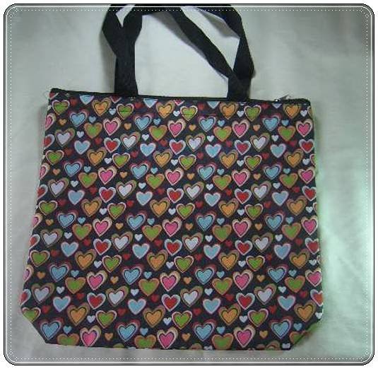 Black Colorful Heart Eco Tote Shpping Bag