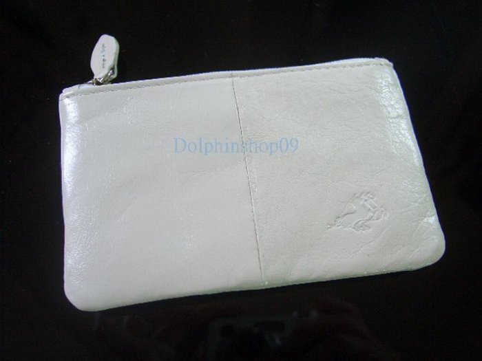 White Leather Key Purse Holder Coin Bag 2 in in