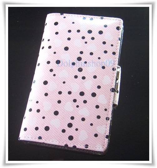 Pink Black Dot Patent Leather Wallet Purse Store Credit Card Coin