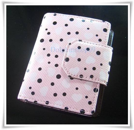 Pink Black Dot Patent Leather Wallet Purse Store Credit Card Coin