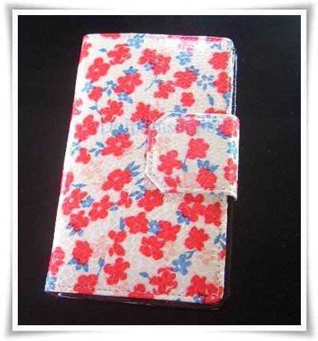 Red Flower Patent Leather Wallet Purse Store Credit Card Coin