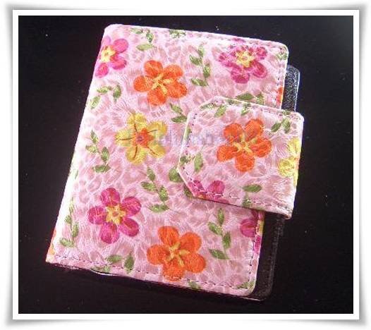 Pink Flower Patent Leather Wallet Purse Store Credit Card Coin