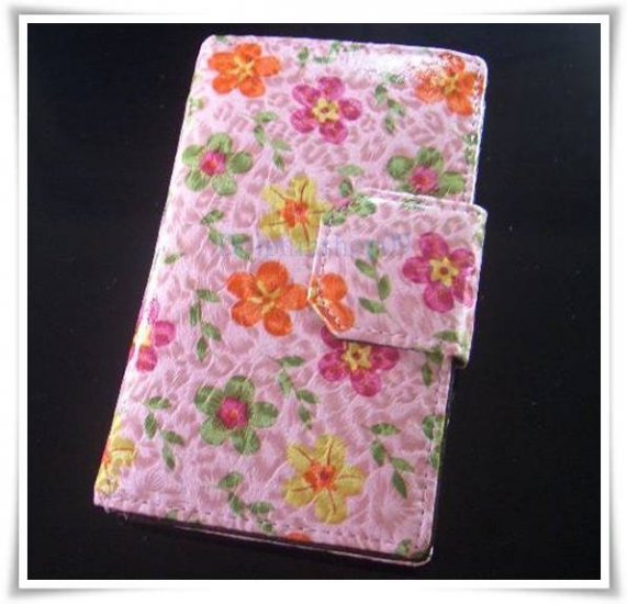 Pink Flower Patent Leather Wallet Purse Store Credit Card Coin