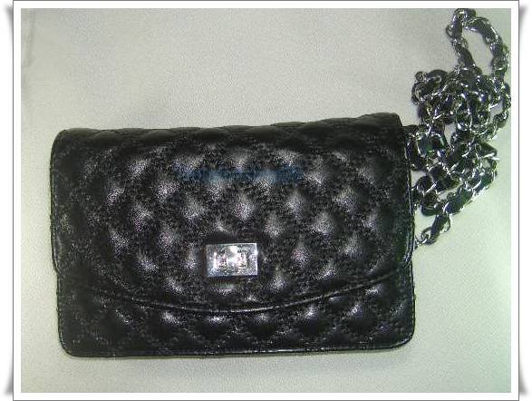 Black Leather Messengaer Clutch Bag 2 in 1