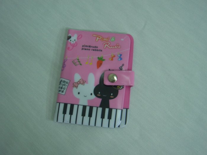 Pink Piano Rabbit Name Plastic Card Holder