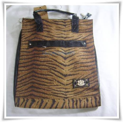 Black Brown PU Leather Tiger Shoulder Bag
