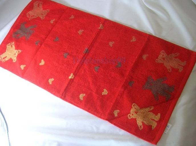 Red Bear Thick Face Bath Washcloth Towel