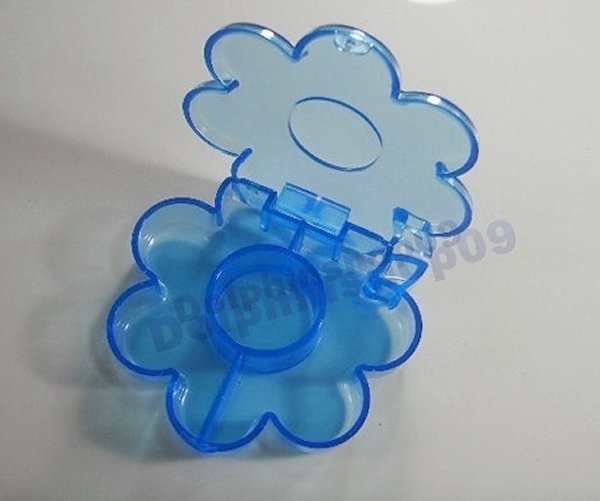 Blue Transparent Flower Medicine Pill Tablet Storage Box Case