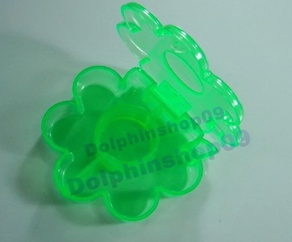 Green Transparent Flower Medicine Pill Tablet Storage Box Case