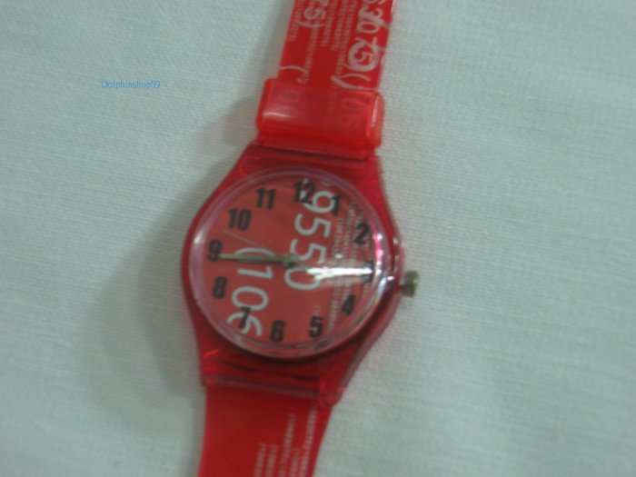 Red Number Round Case Plastic Quartz Wrist Watch w/ Battery