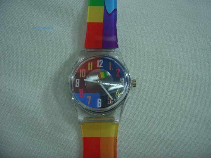 Blue Square Round Case Plastic Quartz Wrist Watch w/ Battery