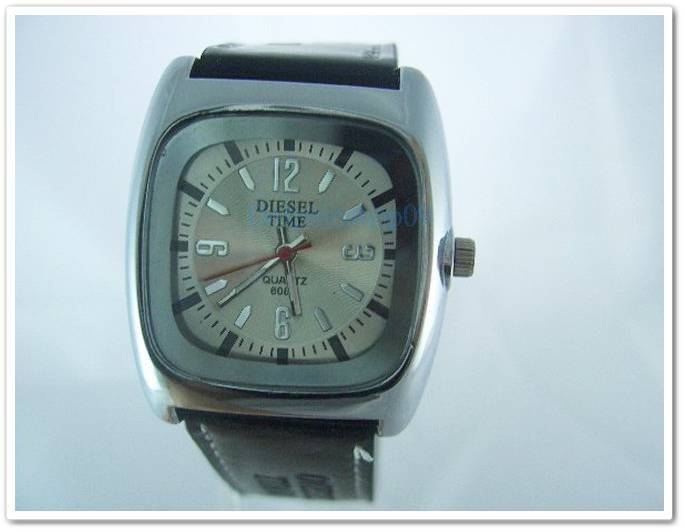 Square White Case Black Leather Band Arabic Wrist Watch