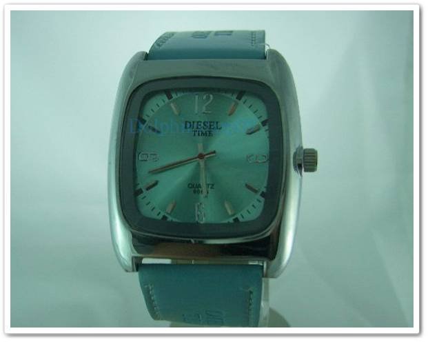 Light Blue Square Case Leather Band Arabic Wrist Watch