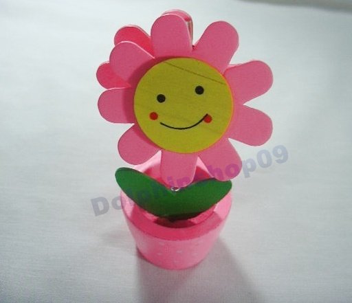Pink Wooden Desktop Flower Memo Name Card Clip