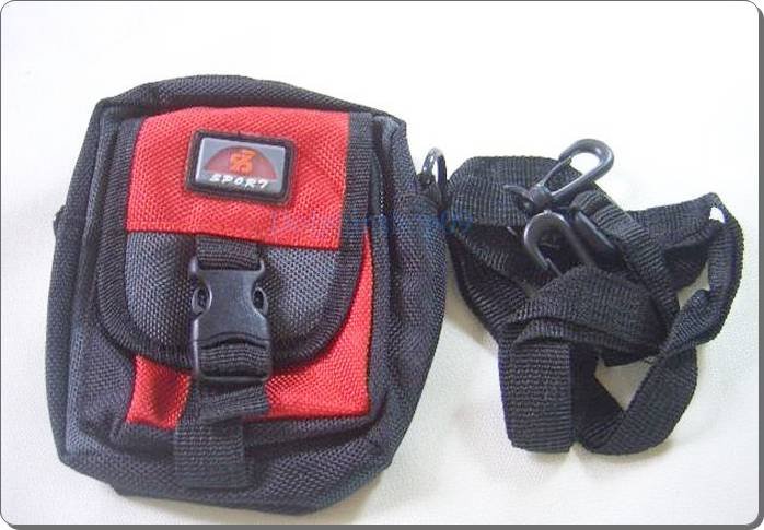 Mini Red Nylon Travel Pack Pouch Waist Bag Case
