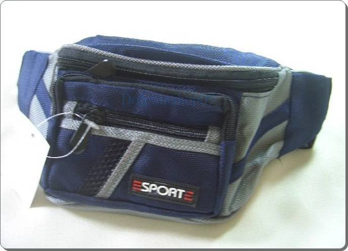 Blue Nylon Travel Pack Pouch Waist Bag Case