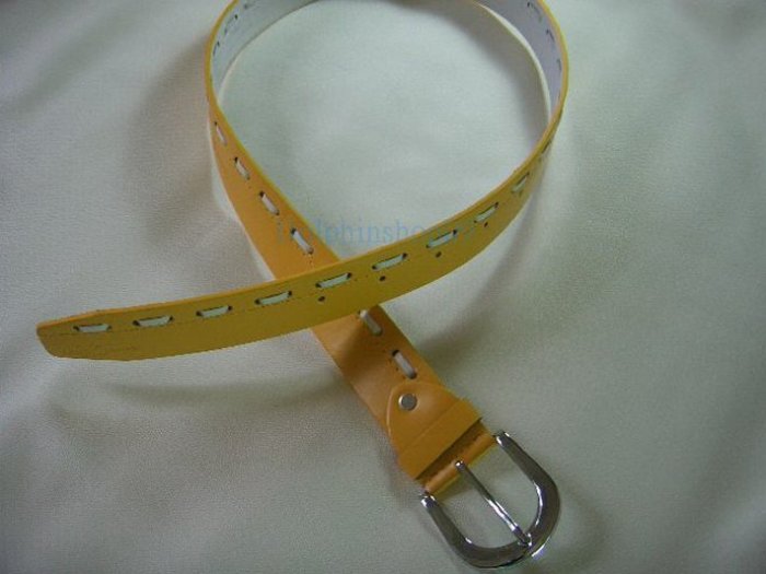Yellow Thick Leather Waist Belt 32inch - 37inch
