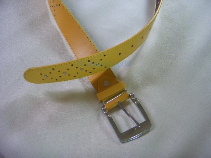 Yellow Thick Leather Waist Belt Stone 32inch - 36inch