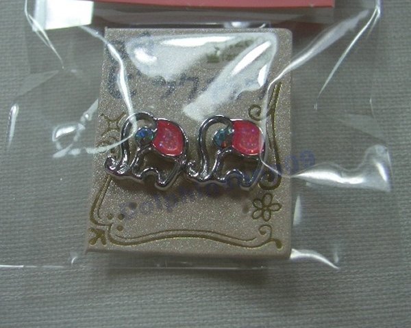 Pink Elephant Magnetic Earrings