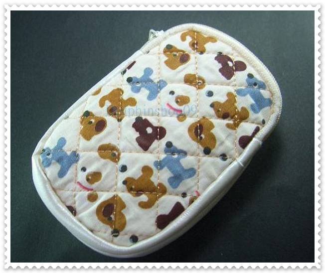 Beige Colorful Dog Cell Phone Bag Case Pouch W/ Strap