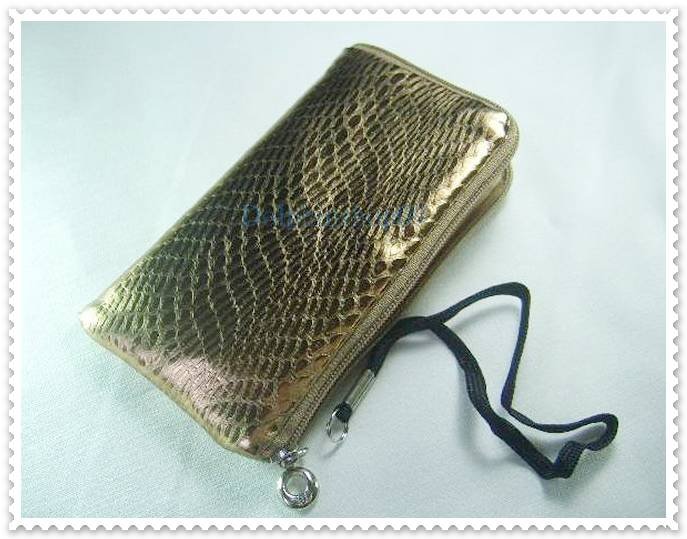 Shining Gold Cell Phone Bag Case Pouch w/ Strap