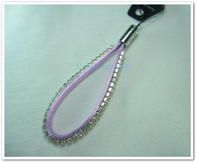 Short Purple Cell Mobile Phone Leather Stone Strap
