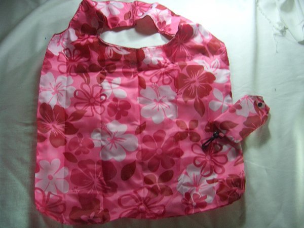 Pocket Foldable Pink Flower Nylon Shopping Eco Tote Bag