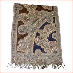 Hand made Pure Jacquard woolen shawl with beads