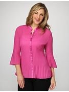 Pleated Mandarin Collar Blouse