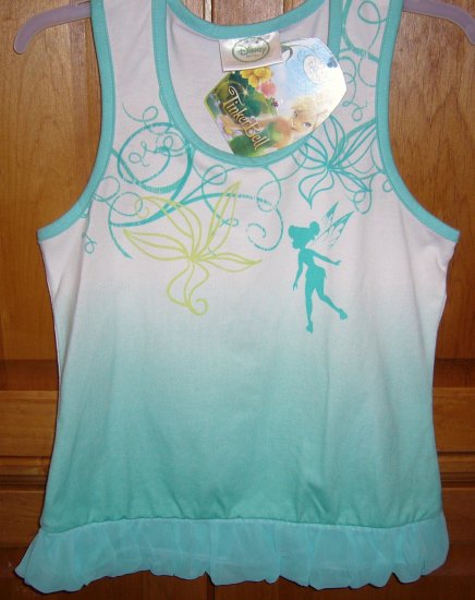 Disney Fairies Tinker Bell Girls Tank T-Shirt Size 7/8 Color Aqua New