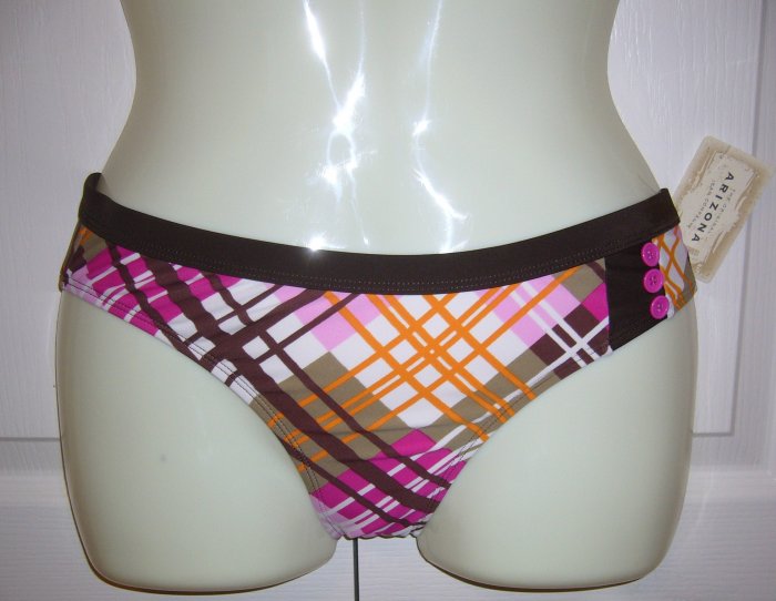 Arizona Stripe Bikini Bottom Size Small Brown Pink Orange New with Tag