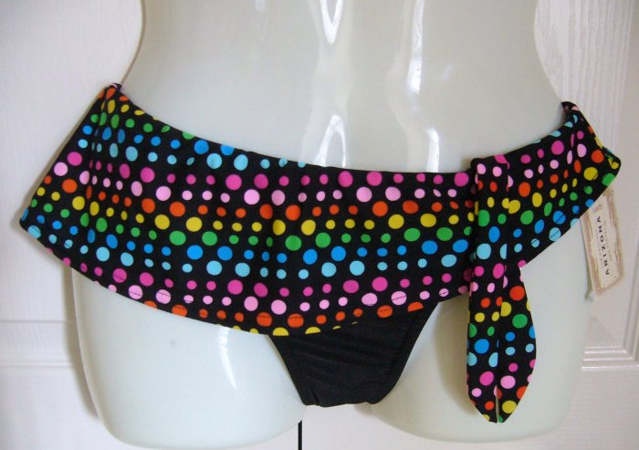 Arizona Bikini Bottom Black with Colorful Dots Size Extra Large NEW