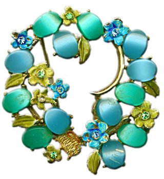Blue & Green Flower Brooch